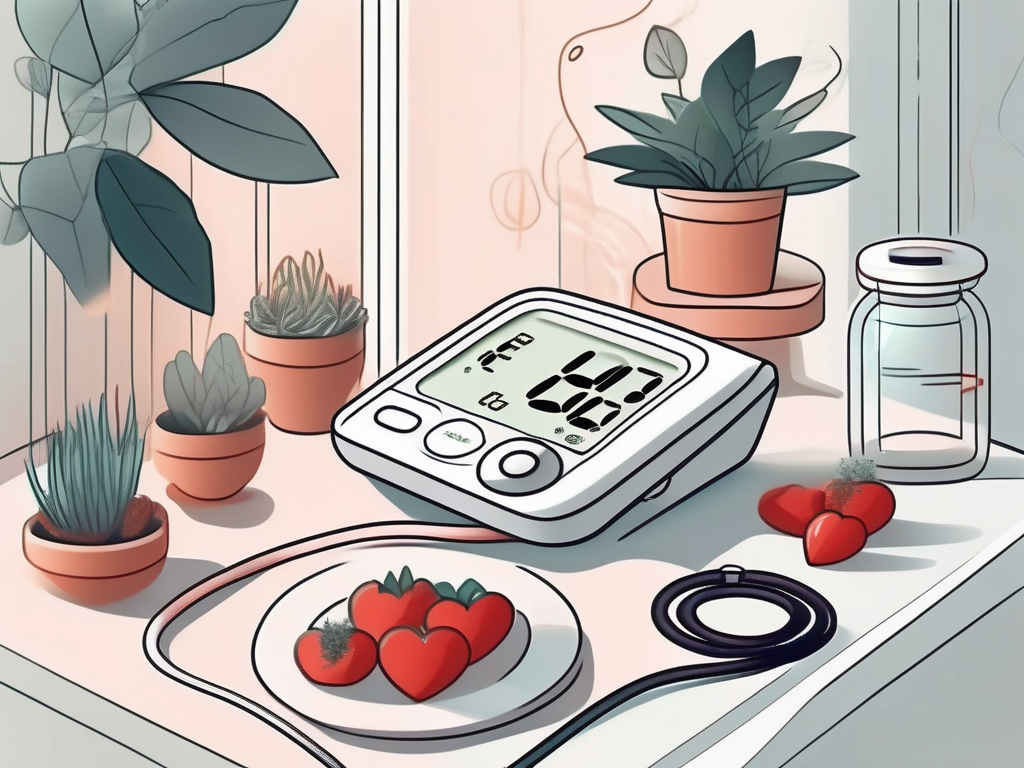 A home setting with medical essentials like a blood pressure monitor