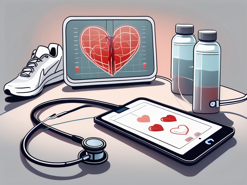 A home setting with a digital heart monitor device on a table