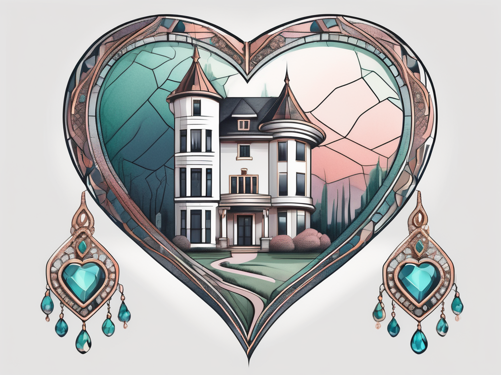 A heart-shaped house intertwined with an ornate